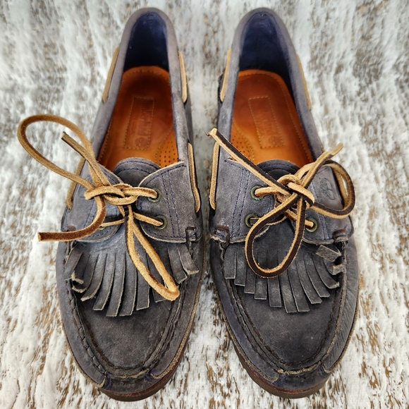 Timberland "3-Eye Lug" Grey Gray Leather Boat Shoe | Women's Size 9.5 - Picture 3 of 10